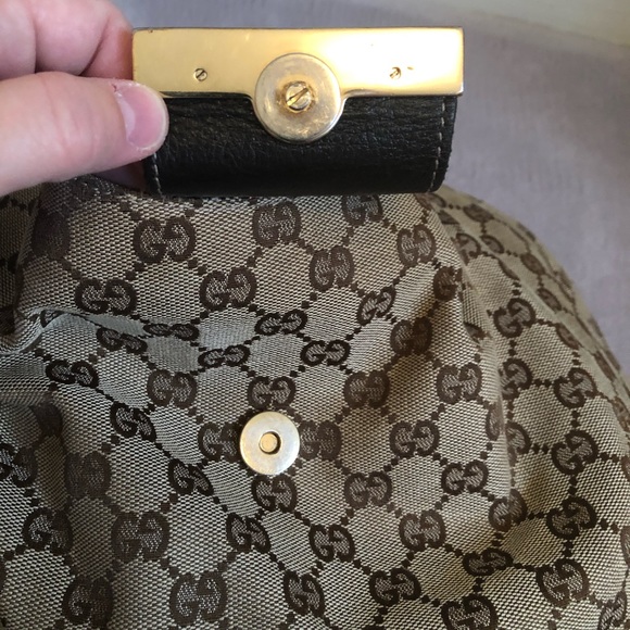 **Authentic Vintage**  GUCCI Logo Web Hobo Bag - Picture 5 of 8